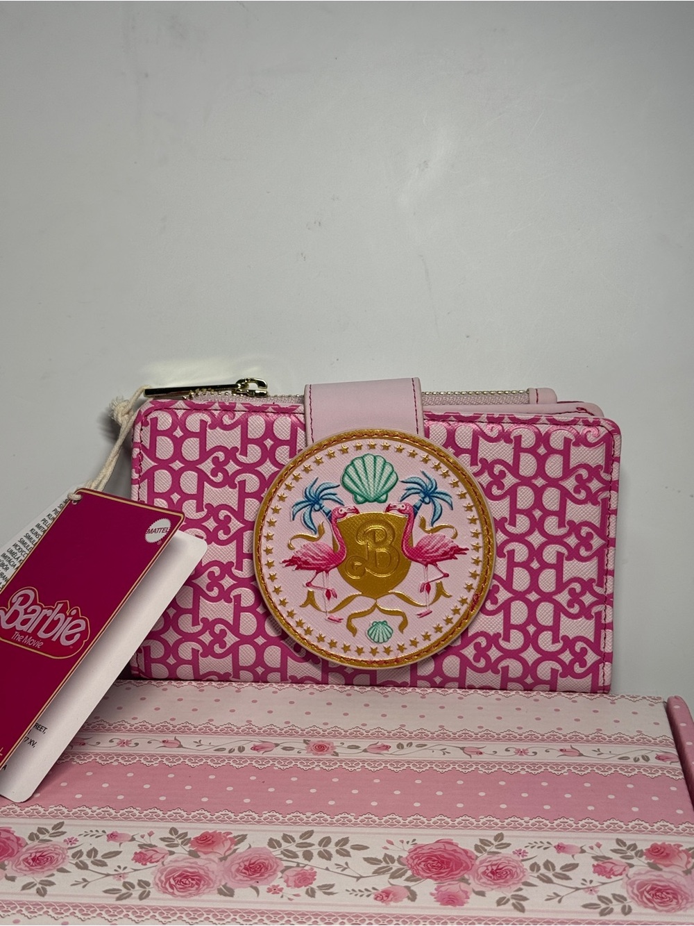 Loungefly Pink Barbie Patterned Wallet with Gold Crest